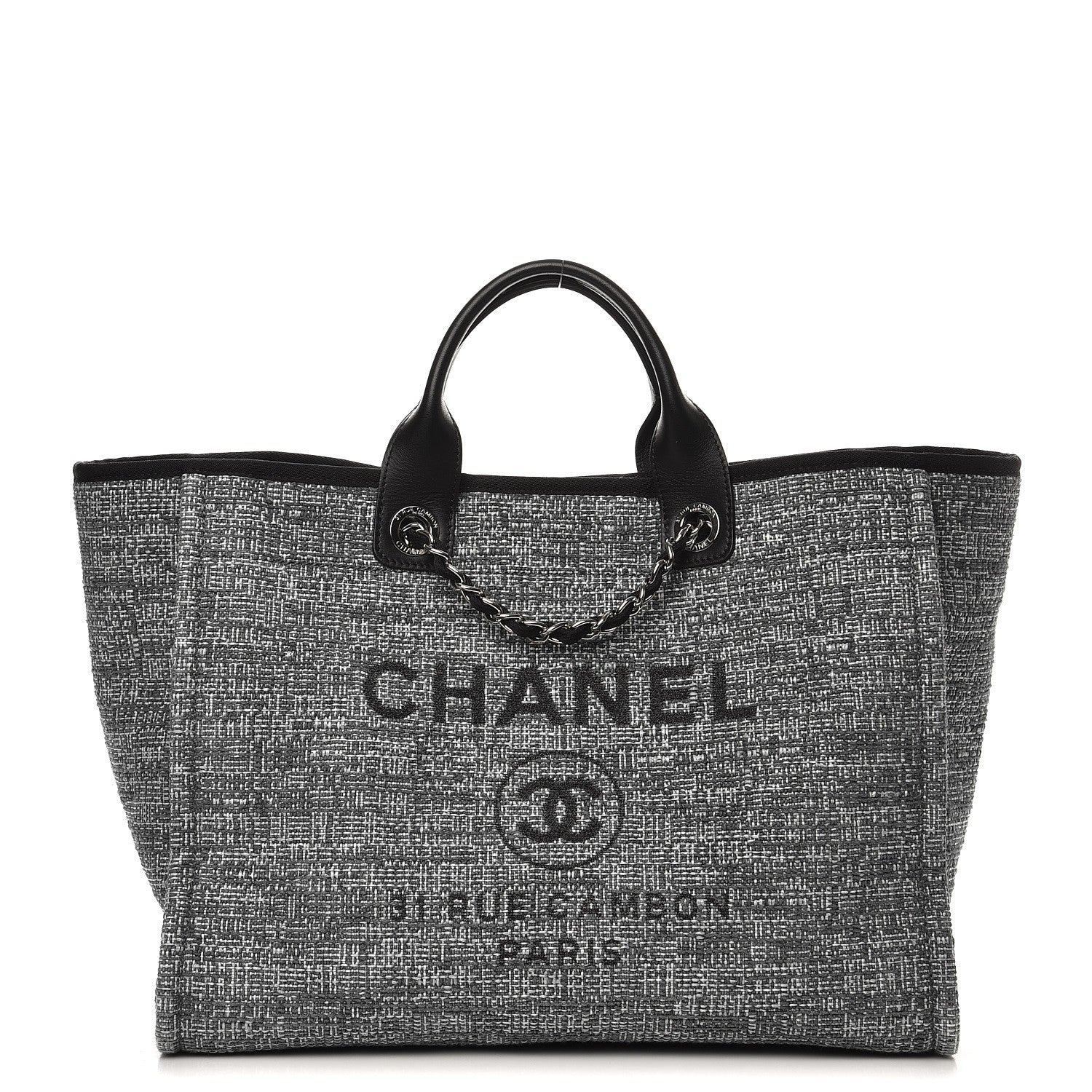Chanel Canvas Large Deauville Tote Charcoal 1 of 8
