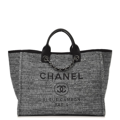 Chanel Canvas Large Deauville Tote Charcoal 1 of 8