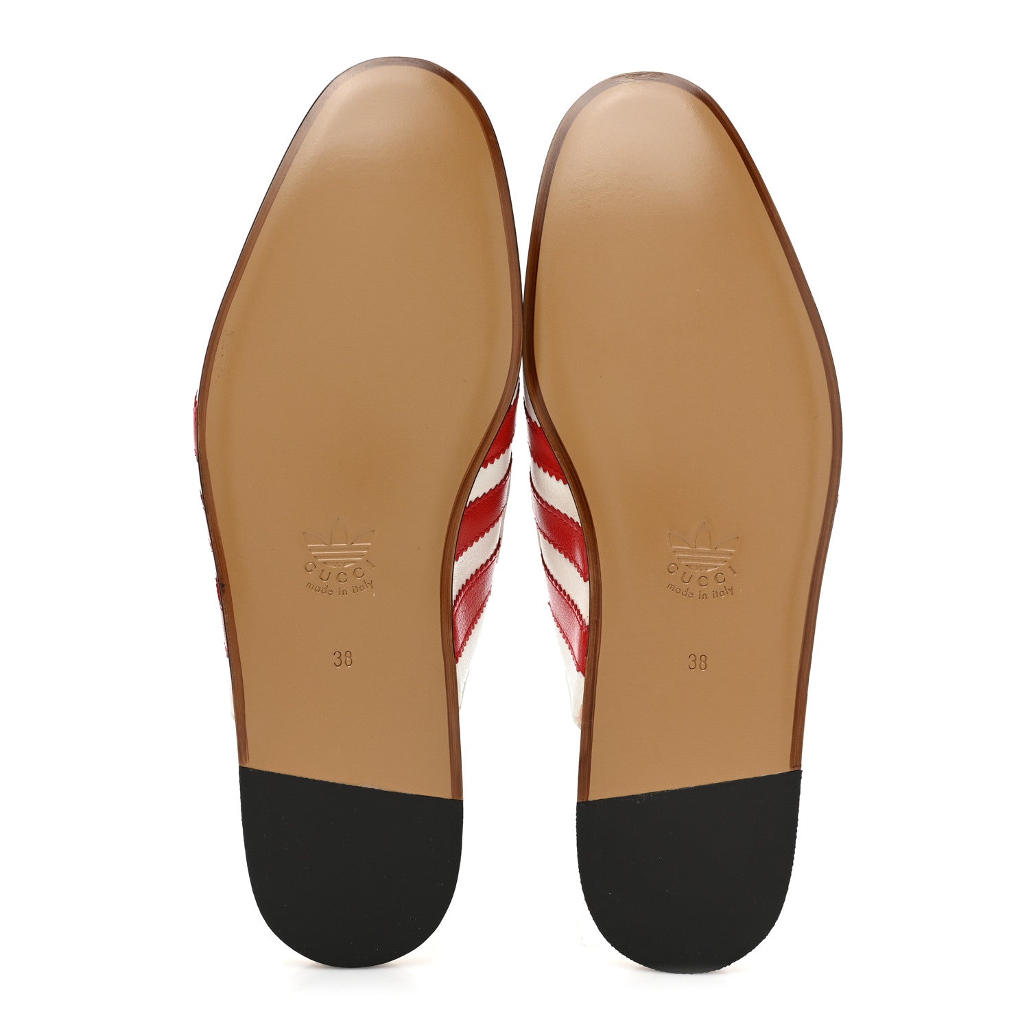 Gucci X ADIDAS Quentin Goatskin Web Womens Horsebit Slippers 38 Off White Maple Red 5 of 9