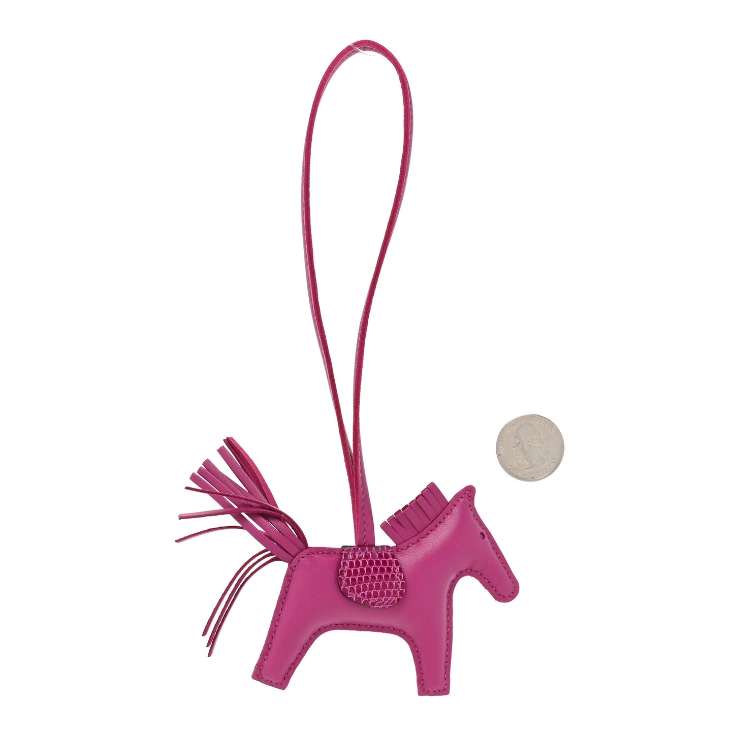 Milo Lambskin Lizard Touch Grigri Rodeo Horse Bag Charm PM Rose Pourpre