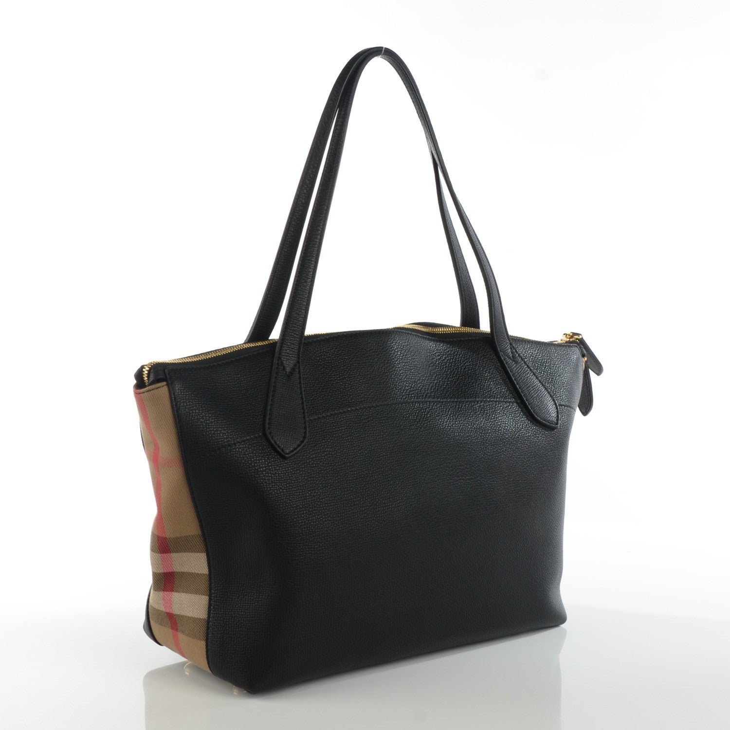 Burberry Derby Calfskin House Check Medium Welburn Tote Black 3 of 9