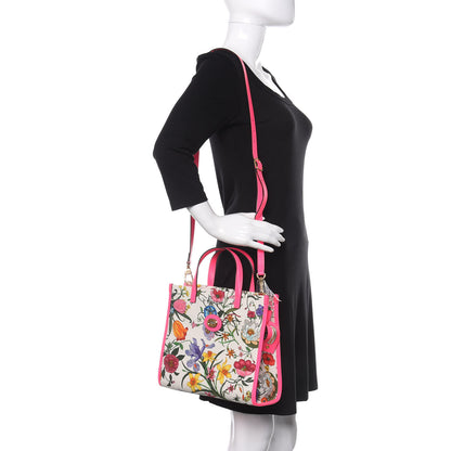 Gucci Canvas Medium Flora Tote Fuchsia 2 of 10