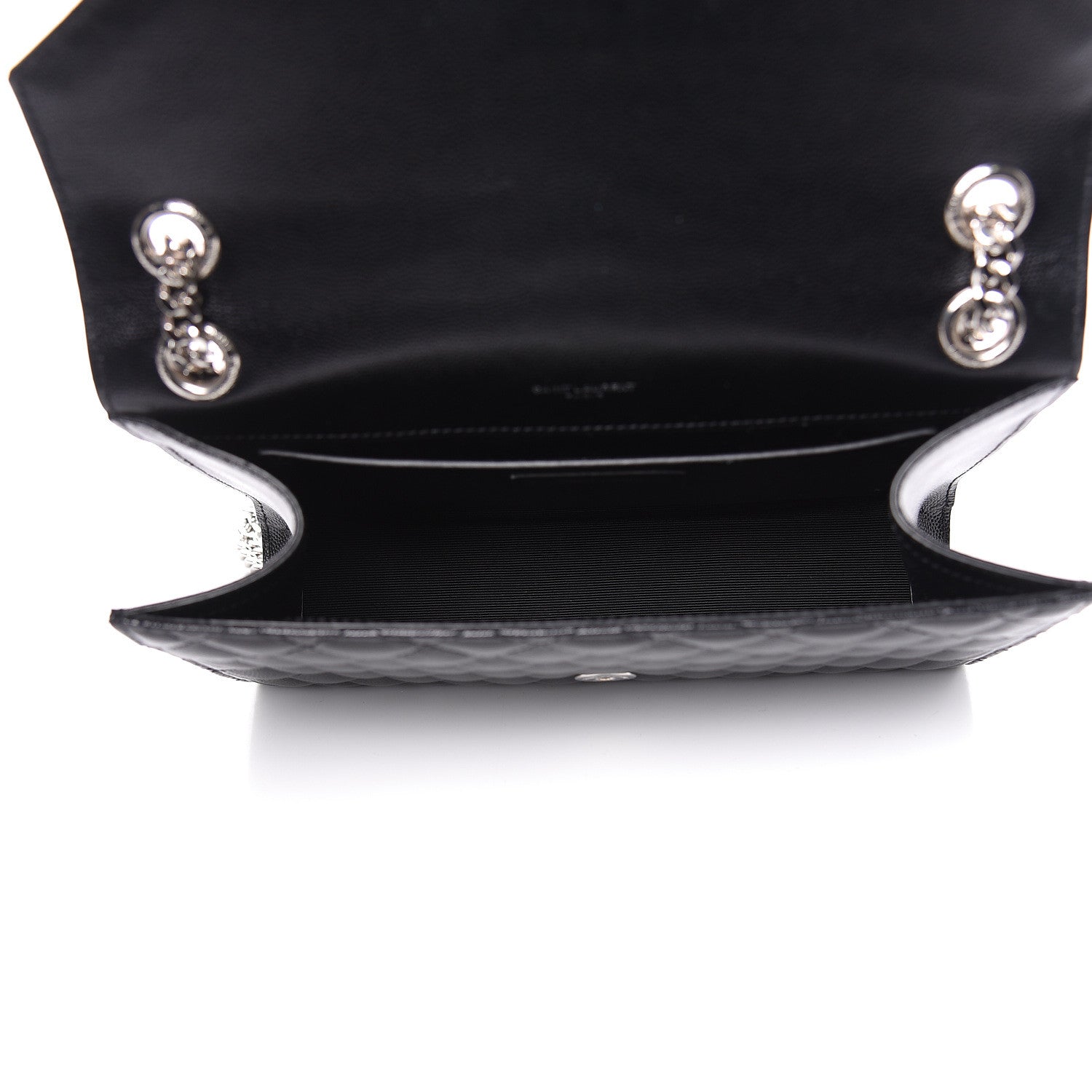 Saint Laurent Grain De Poudre Textured Mixed Matelasse Triquilt Medium Monogram Satchel Black 5 of 10