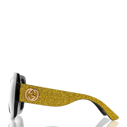 Gucci Square Frame GG0102S Sunglasses Glitter Gold 3 of 8
