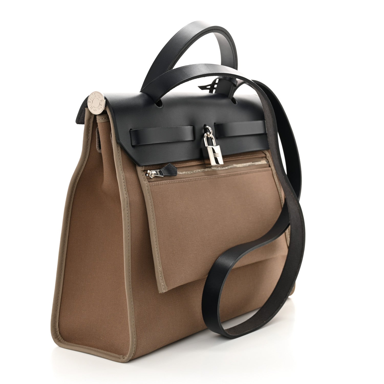 Hermes Vache Hunter Toile Herbag Zip 31 PM Etoupe Bleu Indigo 4 of 12