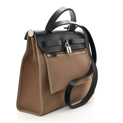 Hermes Vache Hunter Toile Herbag Zip 31 PM Etoupe Bleu Indigo 4 of 12