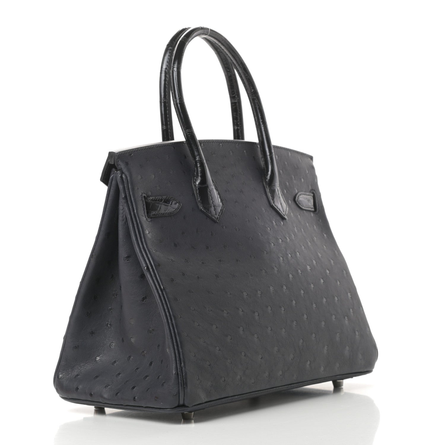 Hermes Ostrich Shiny Alligator Birkin Touch 30 Black 3 of 11
