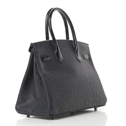 Hermes Ostrich Shiny Alligator Birkin Touch 30 Black 3 of 11