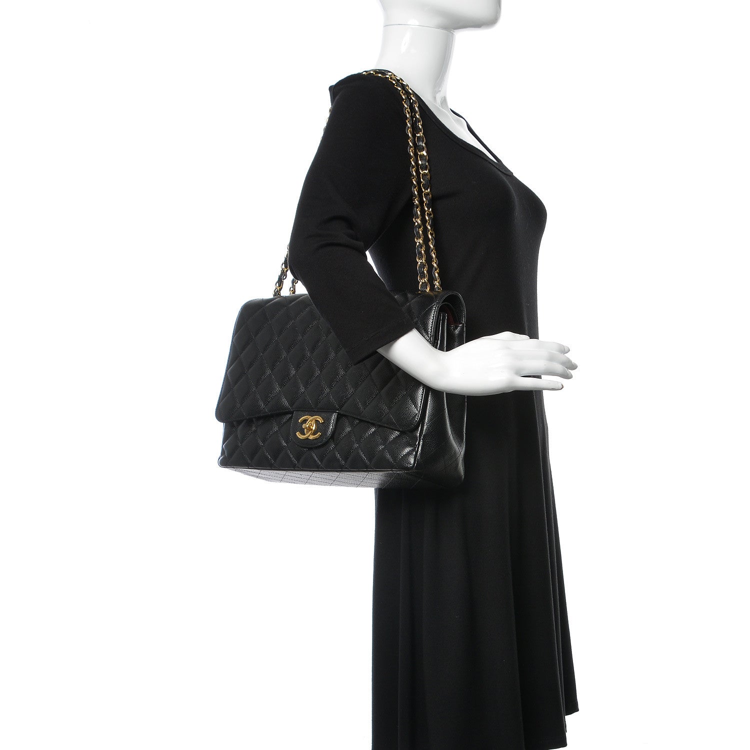 Chanel Caviar Quilted Maxi Double Flap Black 2 of 12