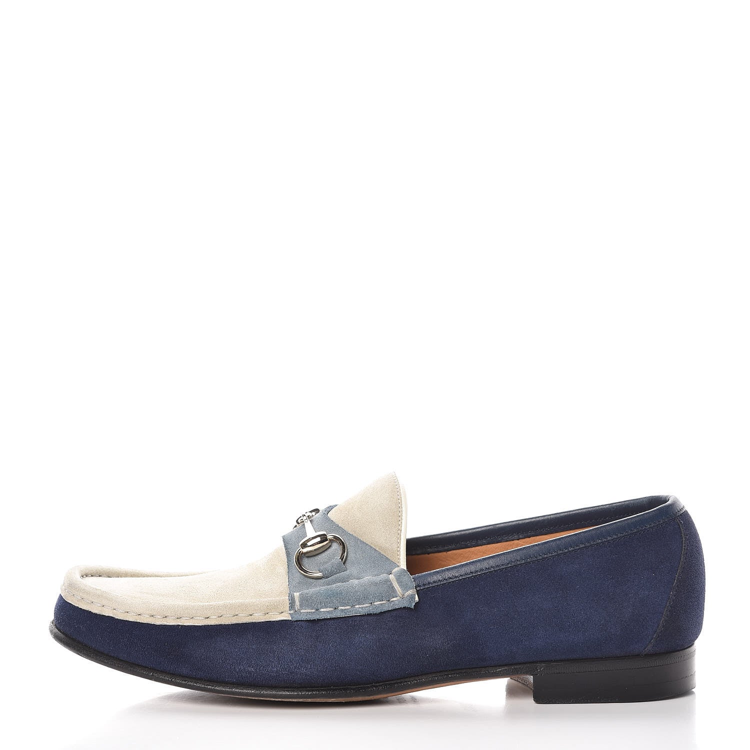 Gucci Suede Mens Horsebit Loafers 8.5 Blue Beige 1 of 17