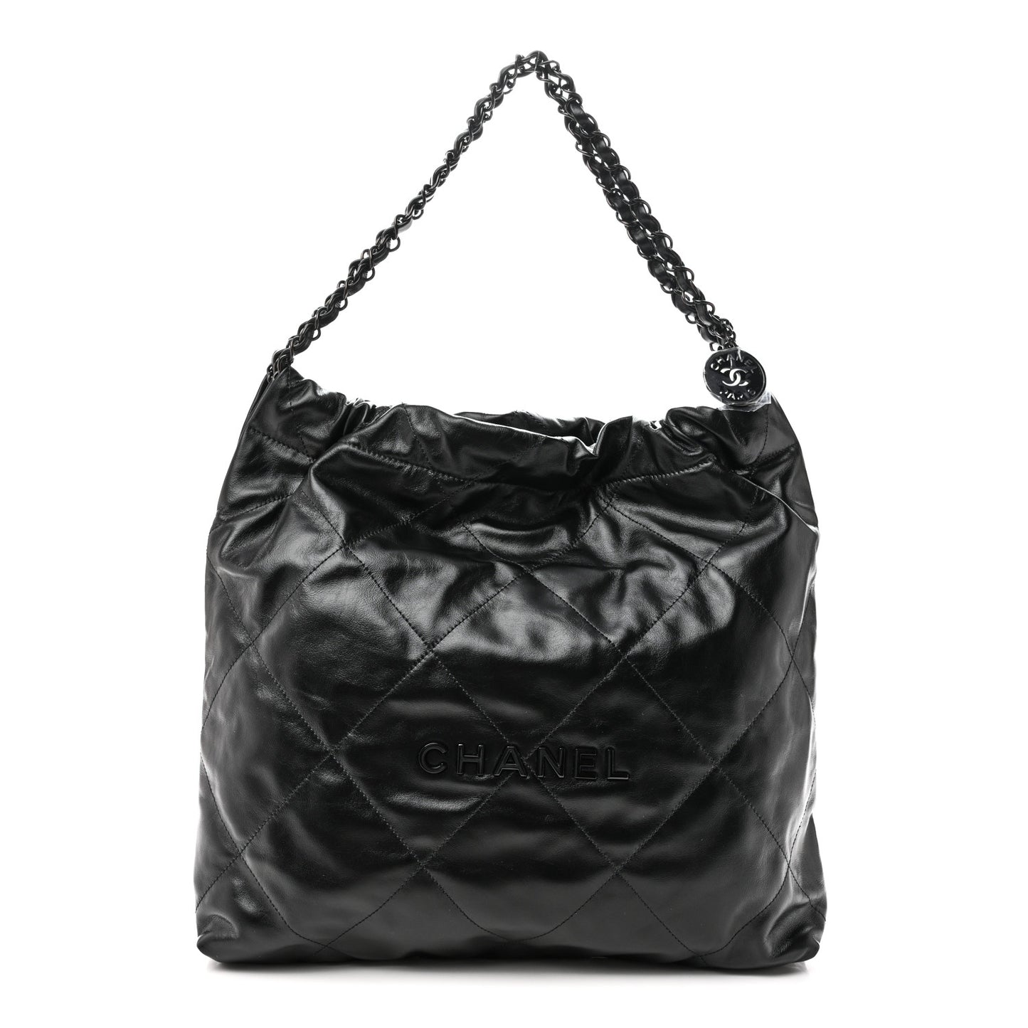 Shiny Calfskin Quilted Chanel 22 So Black