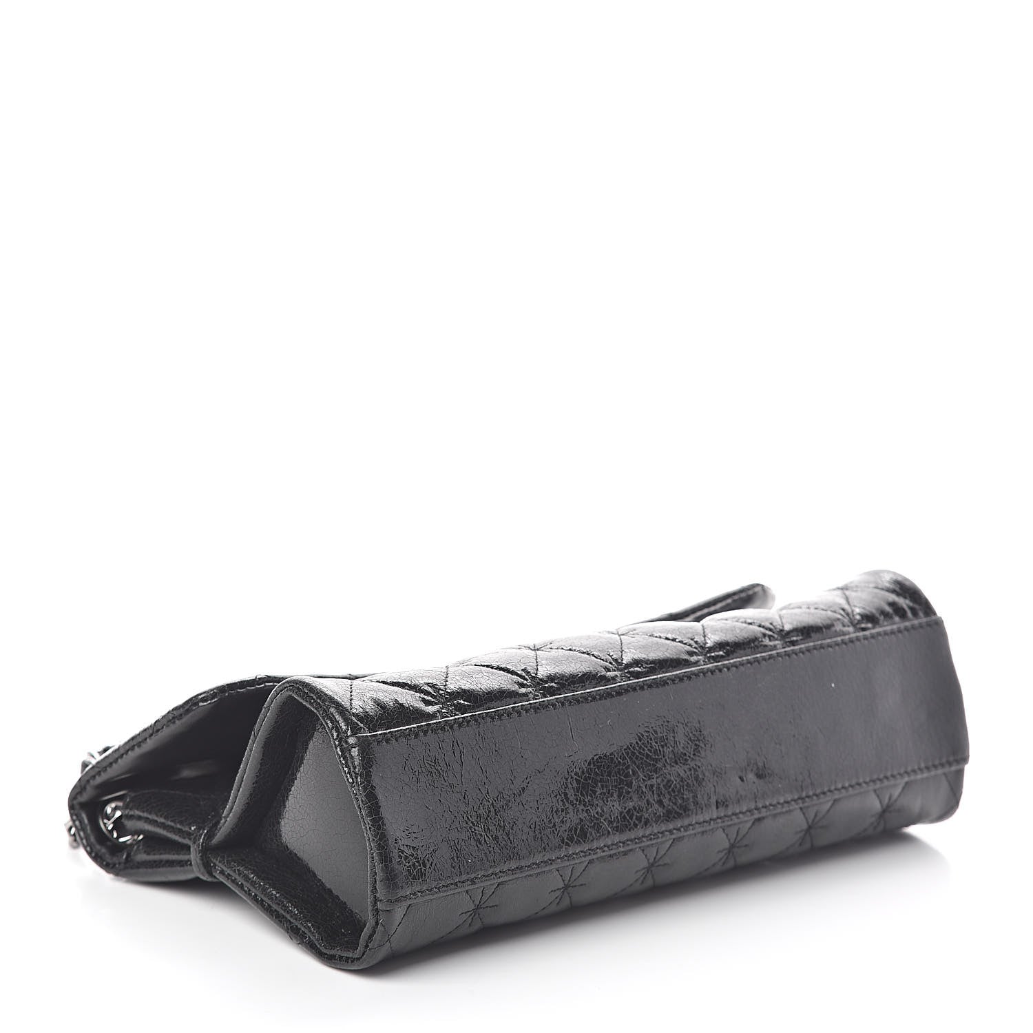 Chanel Glazed Crackled Calfskin Quilted Mademoiselle Flap Black 4 of 10