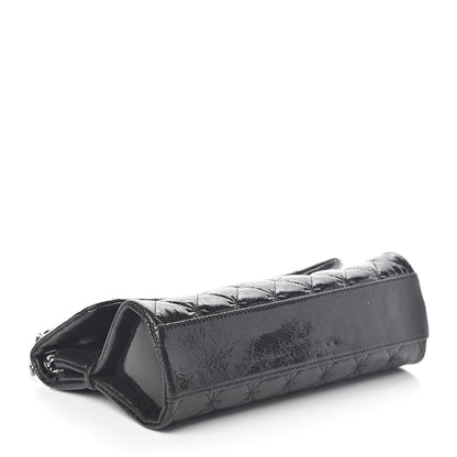 Chanel Glazed Crackled Calfskin Quilted Mademoiselle Flap Black 4 of 10