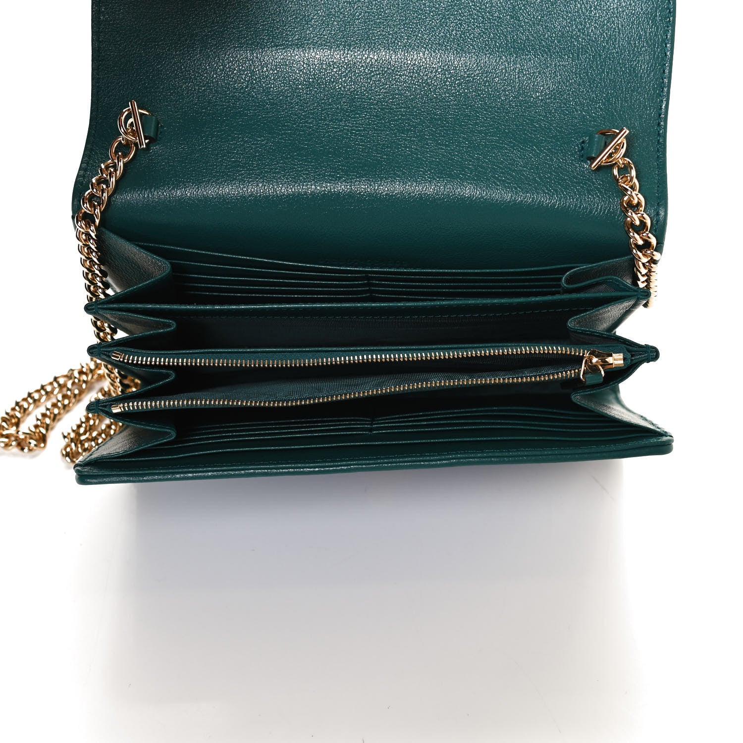 Gucci Azalea Calfskin Enamel Matelasse Diagonal Torchon GG Marmont Chain Wallet Imperial Blue Pavone 4 of 9