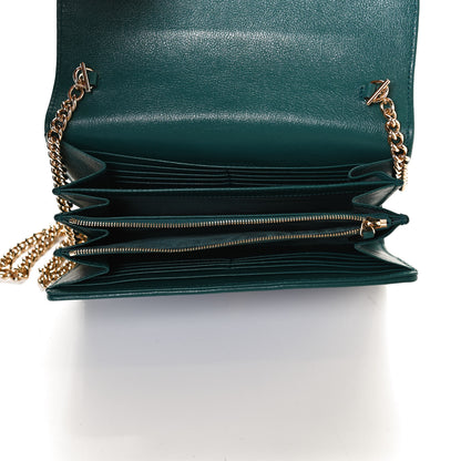 Gucci Azalea Calfskin Enamel Matelasse Diagonal Torchon GG Marmont Chain Wallet Imperial Blue Pavone 4 of 9