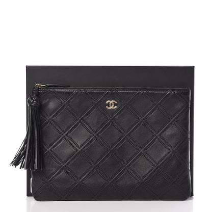 Chanel Calfskin Stitched Tassel CC Cosmetic Case Black 8 of 8