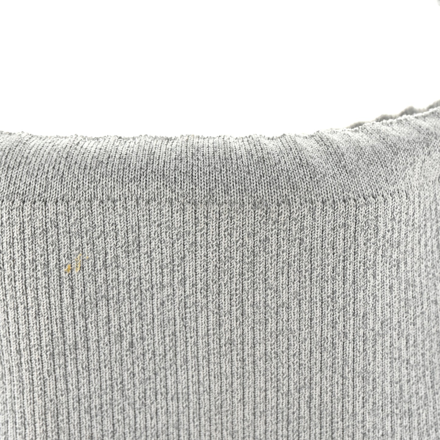 Metallic Ribbed Knit Small Ryan Bag Silver