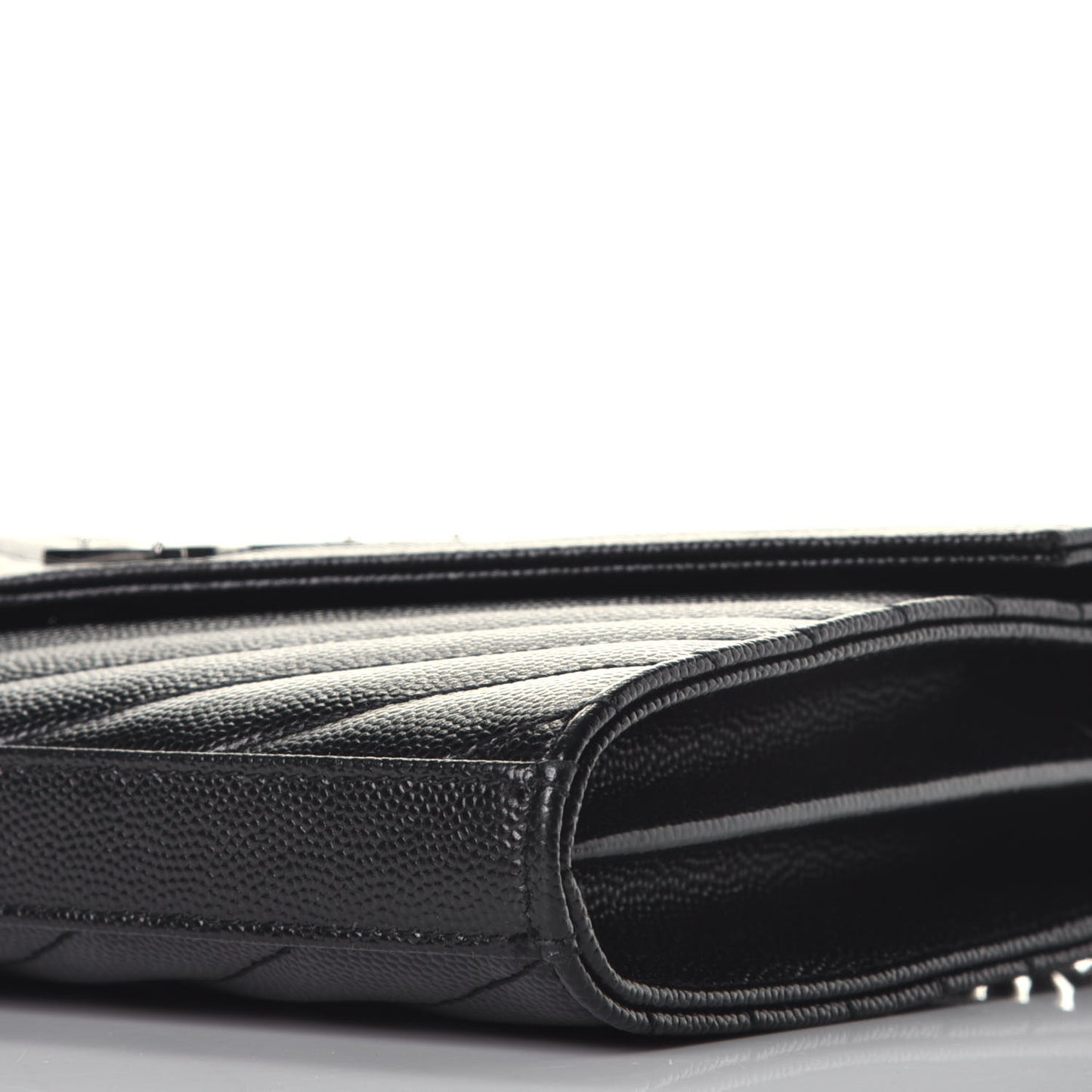 Grain De Poudre Matelasse Chevron Monogram Chain Wallet Black