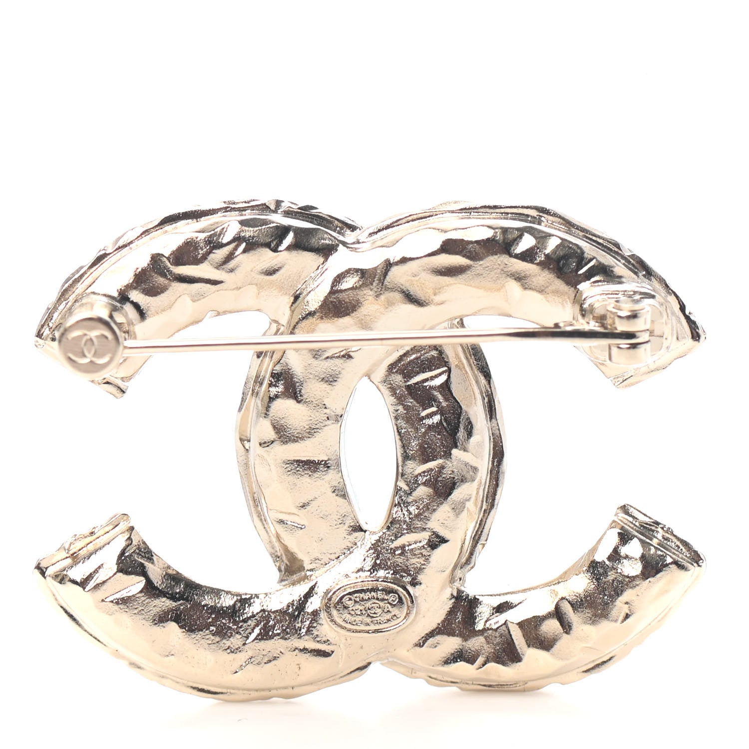 Chanel Crystal CC Brooch Light Gold 2 of 3