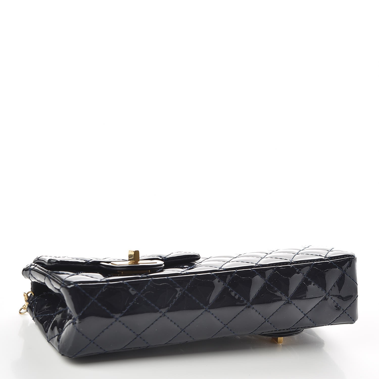 Chanel Patent Quilted Reissue Double Flap Clutch Navy 3 of 9
