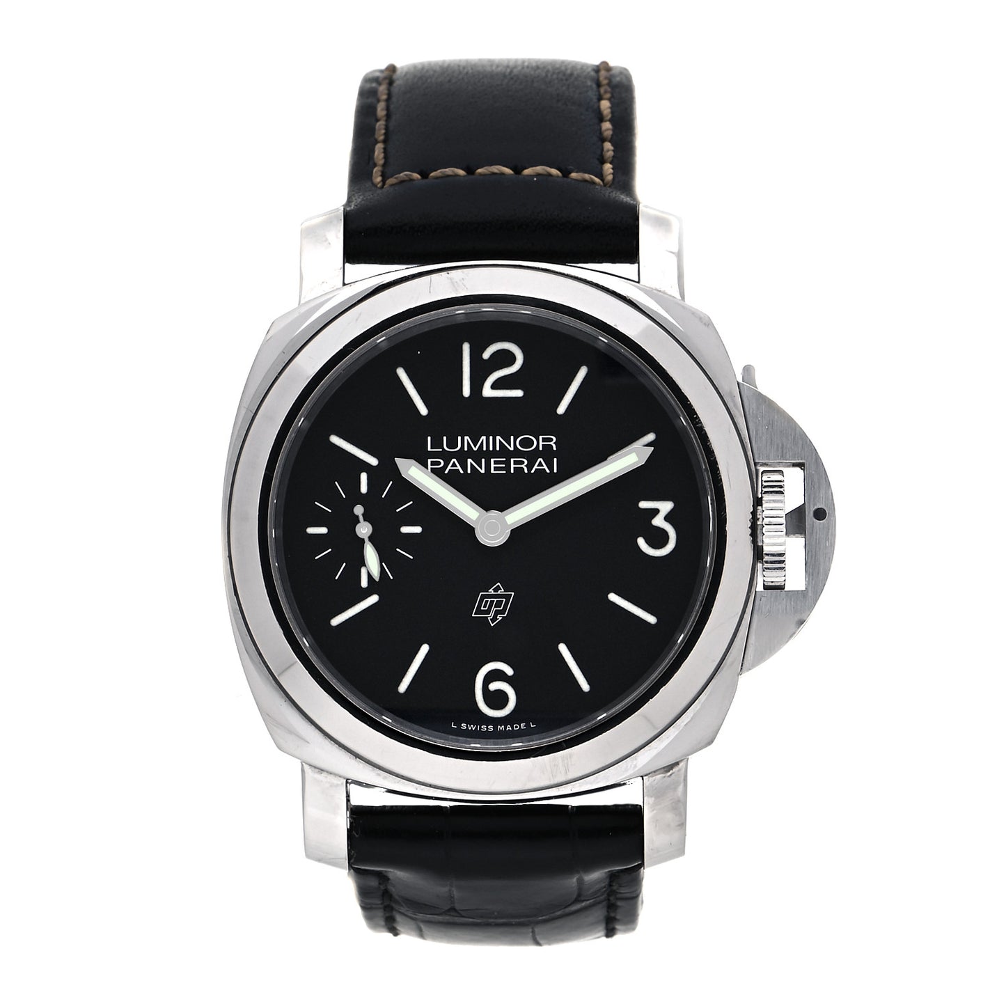 Stainless Steel Alligator 44mm Luminor Logo 1950 Automatic Watch Black PAM01084