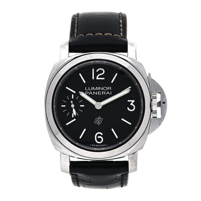 Panerai Stainless Steel Alligator 44mm Luminor Logo 1950 Automatic Watch Black PAM01084 1 of 5