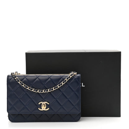 Chanel Lambskin Quilted Trendy CC Wallet On Chain WOC Navy 12 of 12