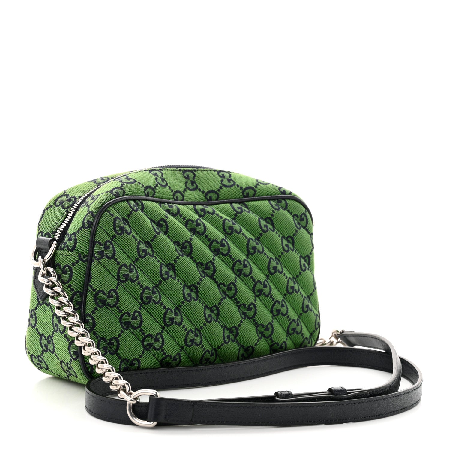 Gucci Monogram Multicolor Matelasse Diagonal Small GG Marmont Chain Shoulder Bag Green Blue 3 of 10