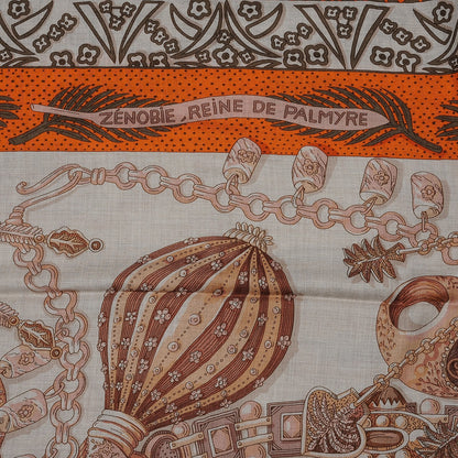 Hermes Cashmere Silk Zénobie Reine De Palmyre 140 Natural Terracotta Vert 5 of 8