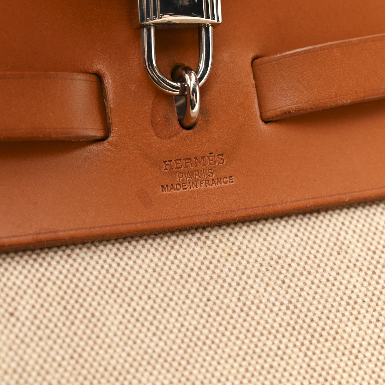 Hermes Toile Vache Calfskin Herbag 39 MM Black Natural 7 of 12