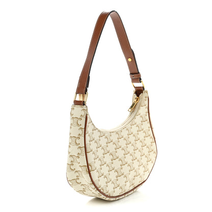 Celine Canvas Calfskin Ava Triomphe Shoulder Bag White 3 of 10
