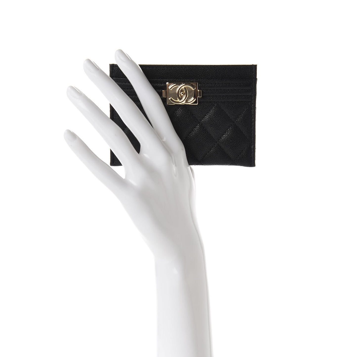 Caviar Quilted Boy Card Holder Black