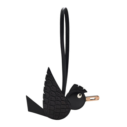 Hermes Swift Alligator Birdy Bag Charm Black 1 of 4