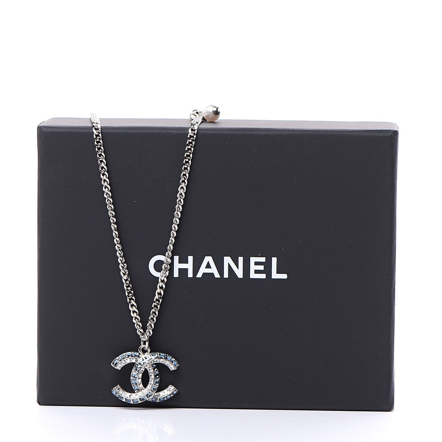 Chanel Crystal Baguette CC Necklace Blue 5 of 5