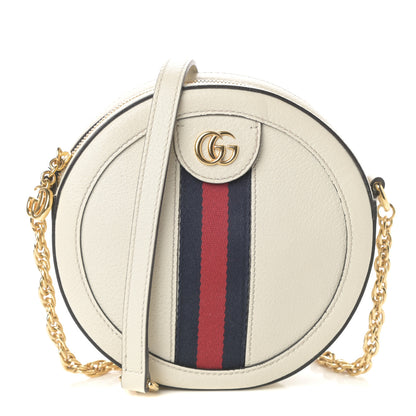 Gucci Textured Calfskin Web Mini Ophidia Round Shoulder Bag Mystic White 1 of 9