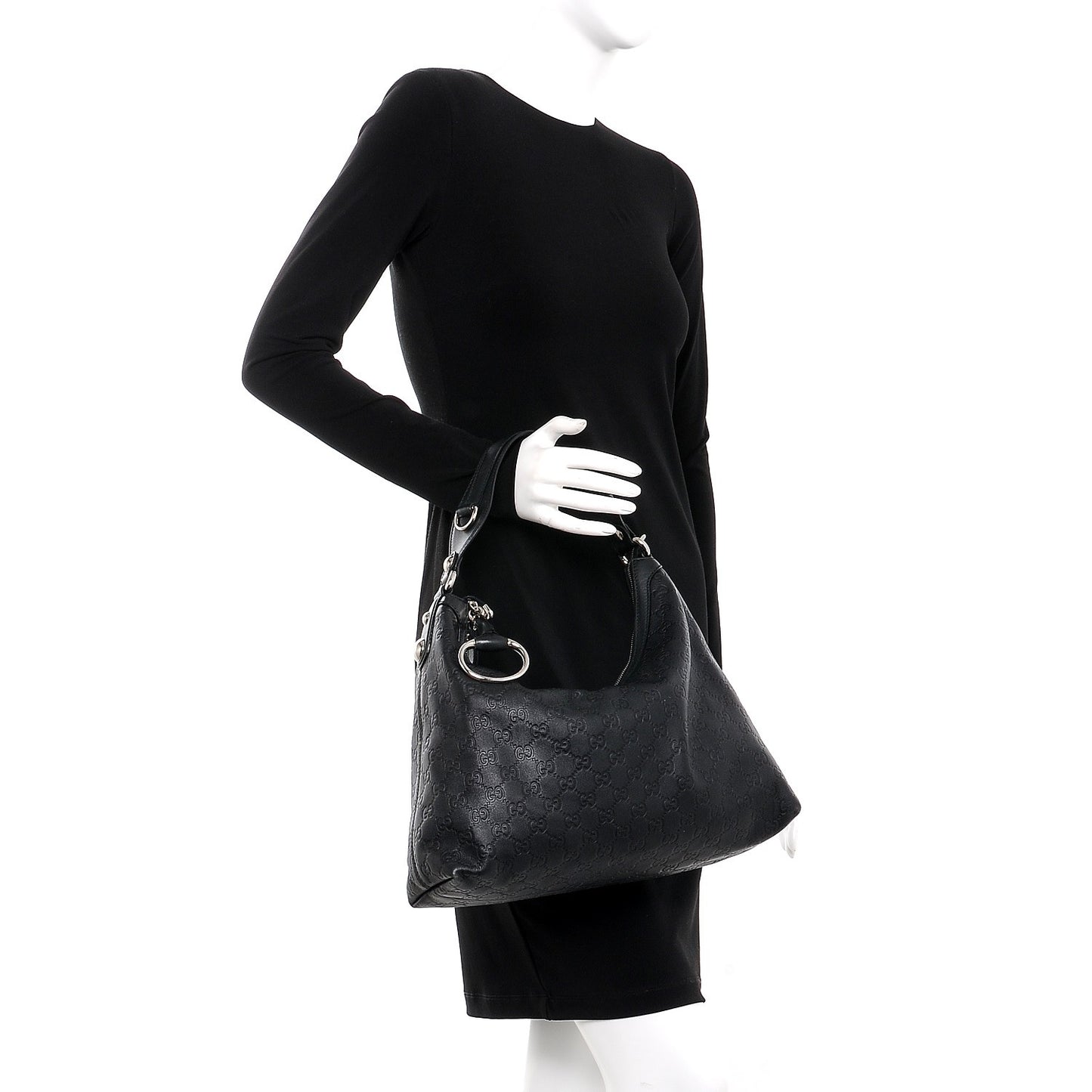 Guccissima Medium Icon Bit Hobo Black