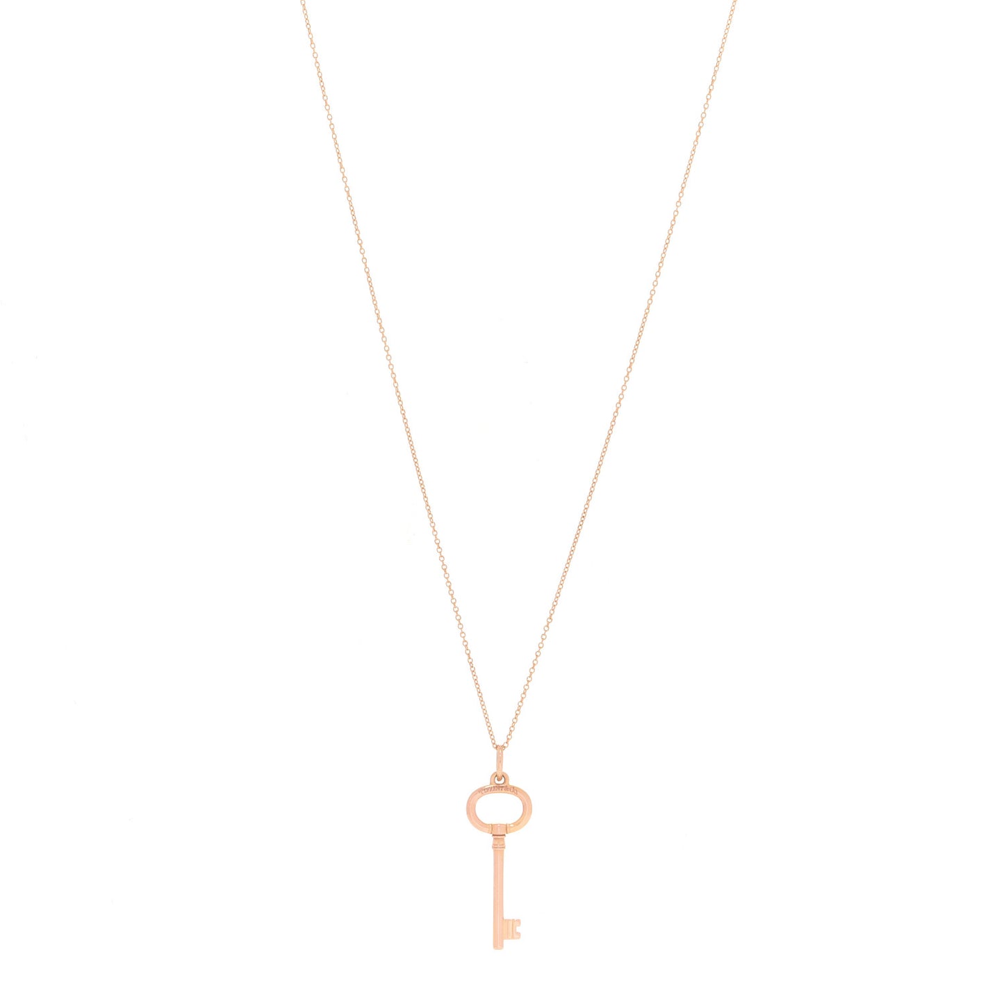 18K Rose Gold Small Oval Key Pendant Necklace