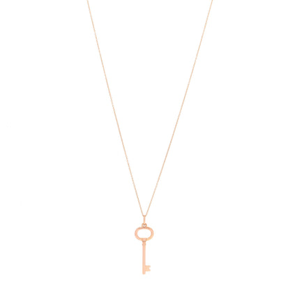 Tiffany 18K Rose Gold Small Oval Key Pendant Necklace 1 of 6