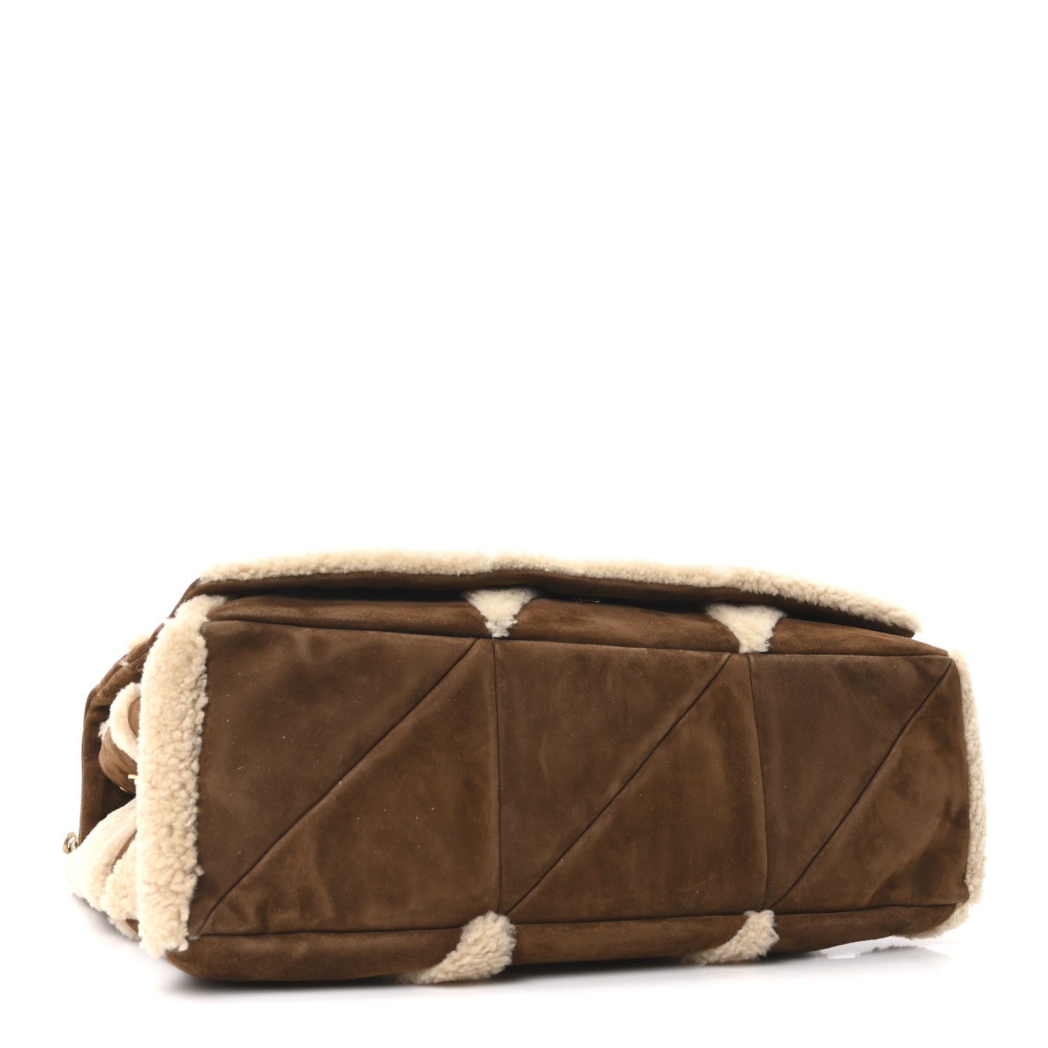Saint Laurent Suede Shearling Patchwork Monogram Giant Jamie Brown Beige 4 of 10