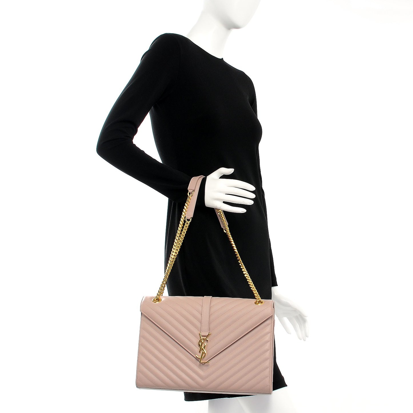 Grain De Poudre Matelasse Chevron Large Monogram Satchel Rose Antic