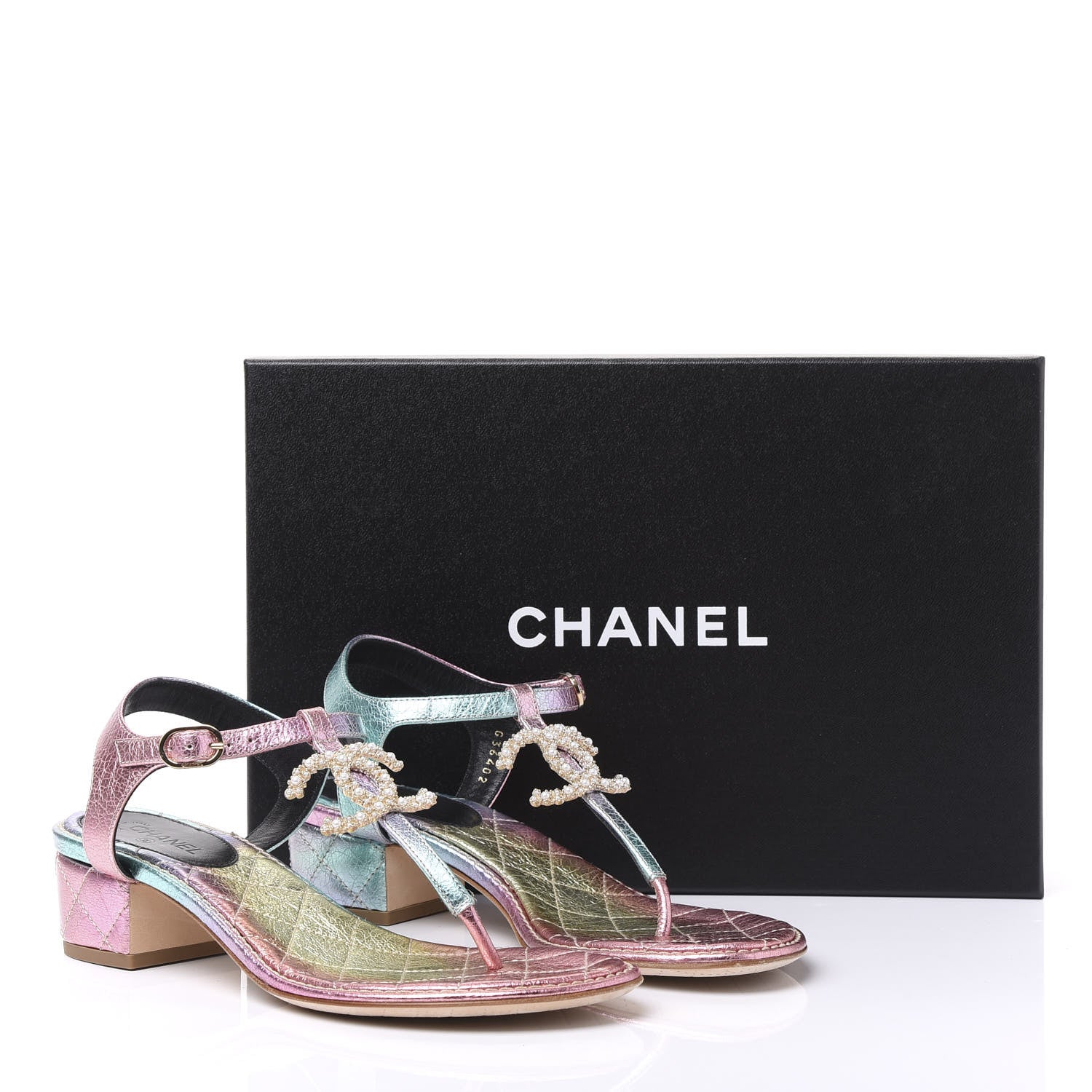 Chanel Goatskin Fantasy CC Pearl Thong Sandals 37.5 Multicolor 10 of 10