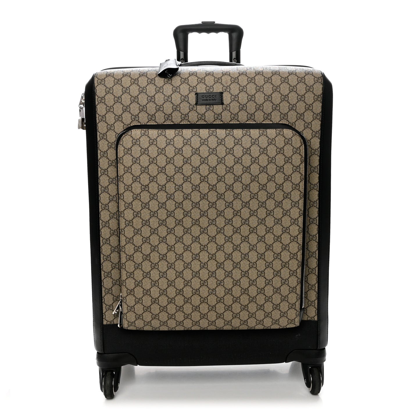 GG Supreme Monogram Four Wheel Suitcase Black