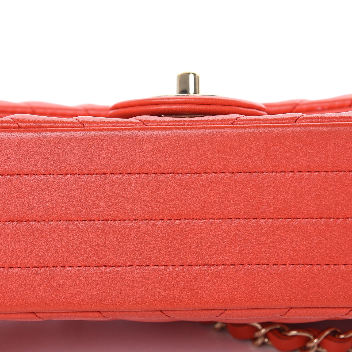 Chanel Lambskin Chevron Quilted Mini Rectangular Flap Red 10 of 13