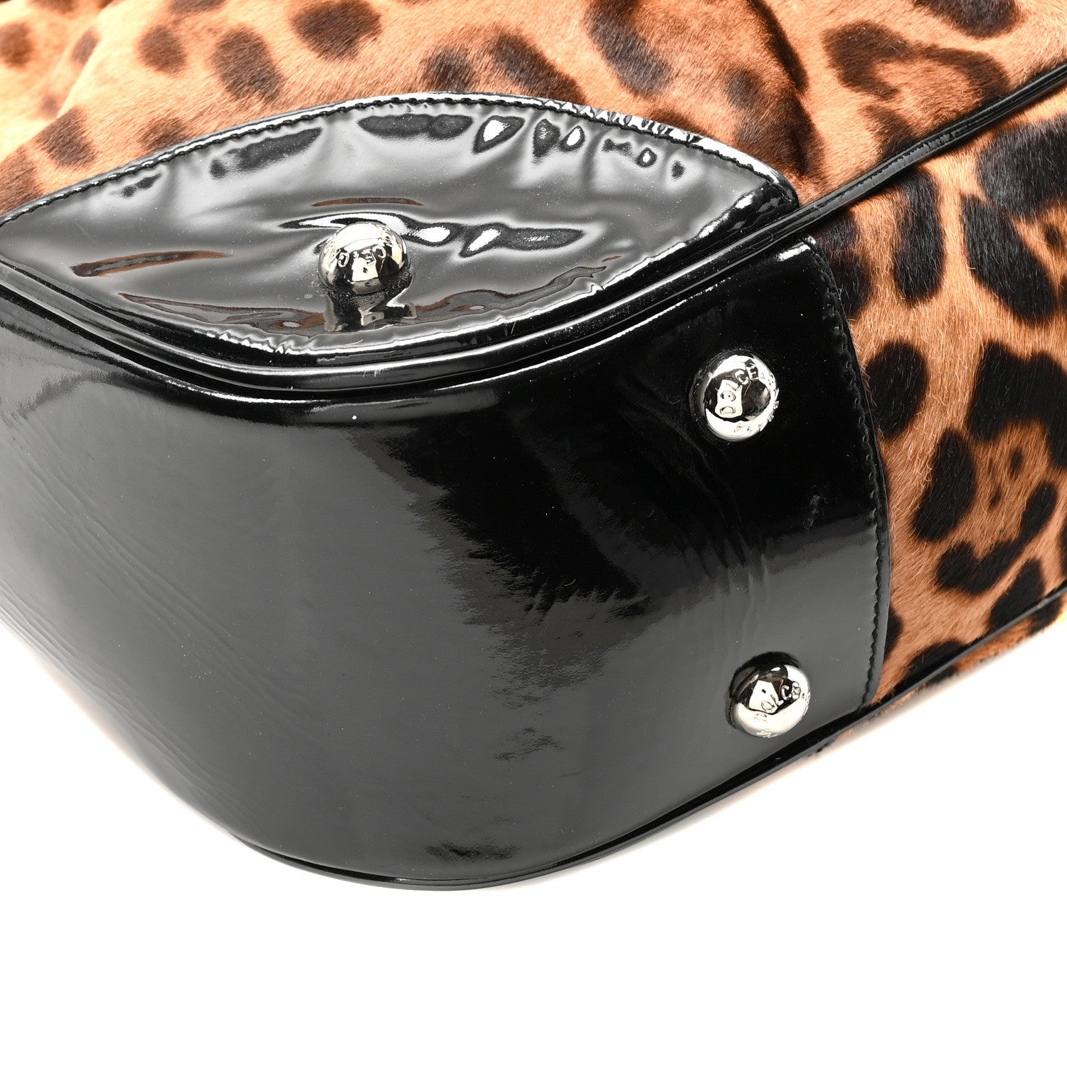 Dolce & Gabbana Calf Hair Leopard Print Patent Miss Silky Satchel Naturale 9 of 10