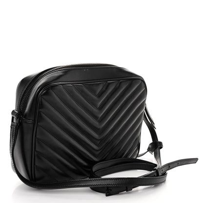 Saint Laurent Calfskin Matelasse Monogram Monochrome Lou Camera Bag Black 3 of 11