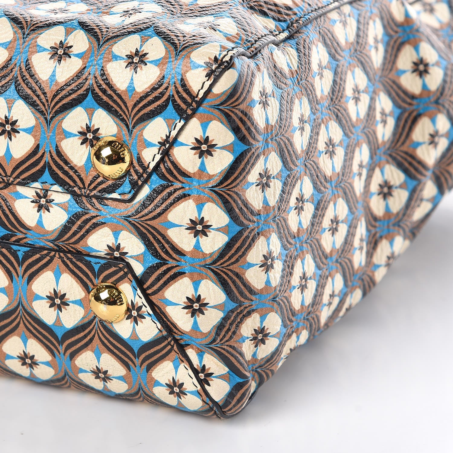 Miu Miu Goatskin Madras Floral Print Shopping Tote 8 of 8