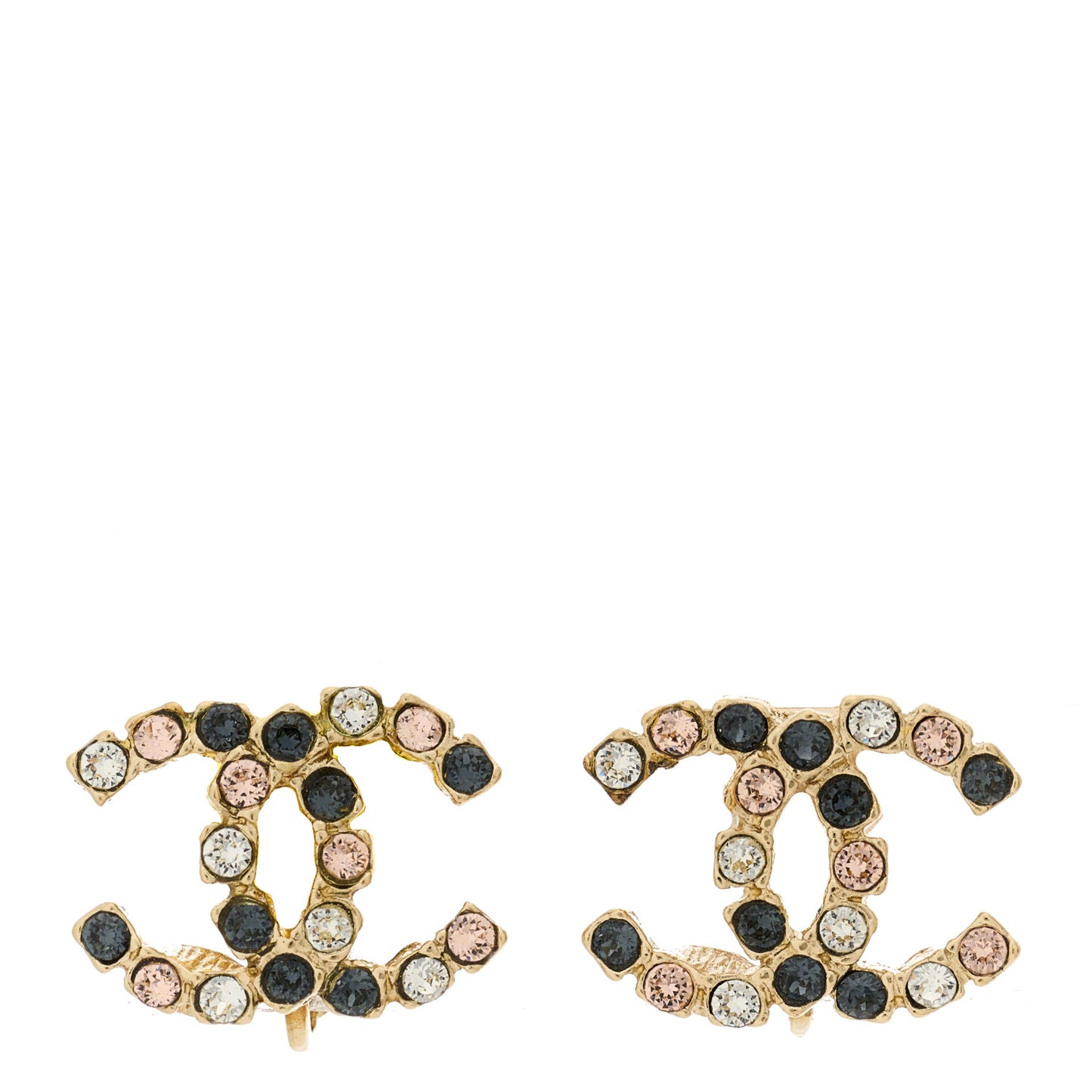 Crystal CC Clip On Earrings Gold Grey
