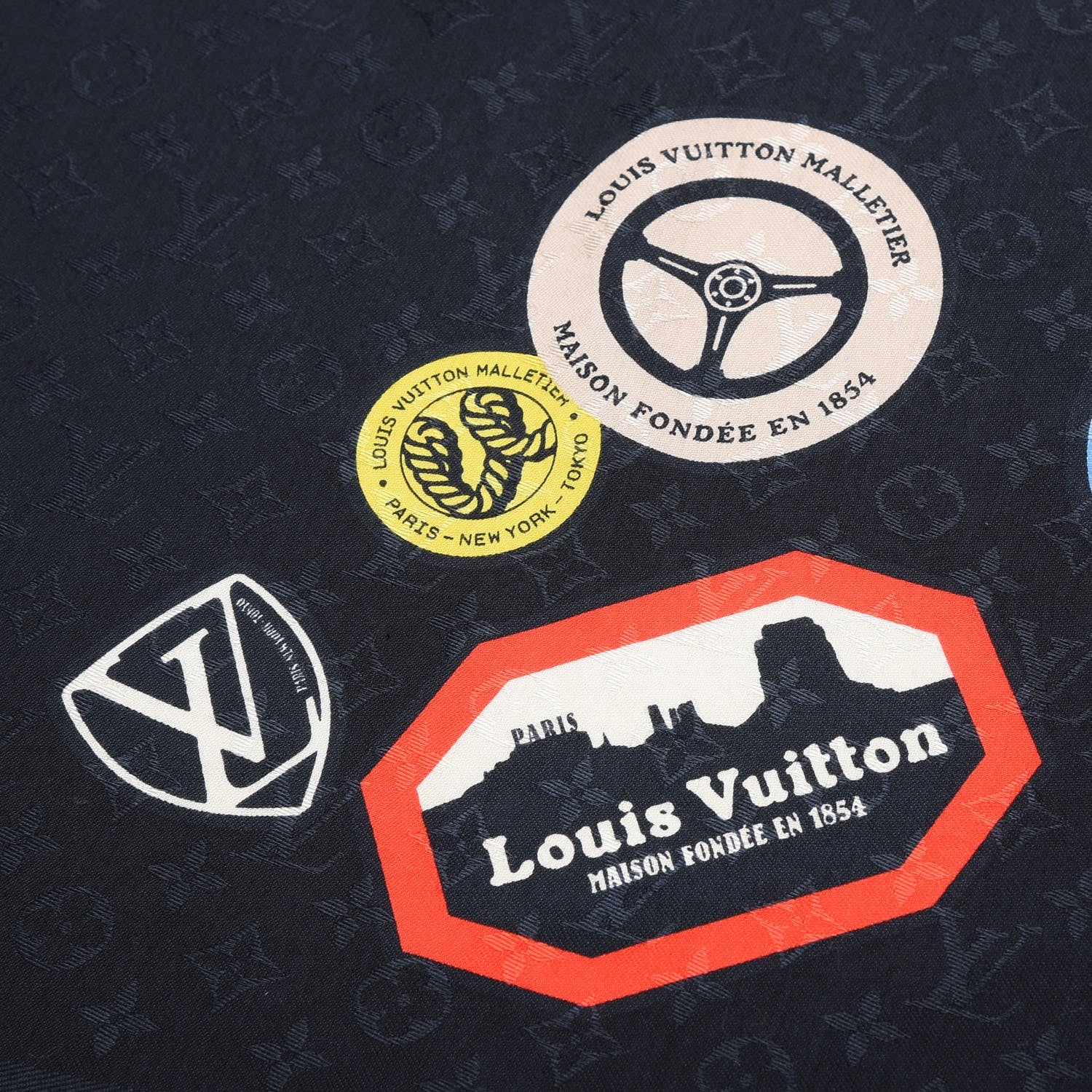 Louis Vuitton Silk Wool Monogram World Tour Shawl Black 3 of 11