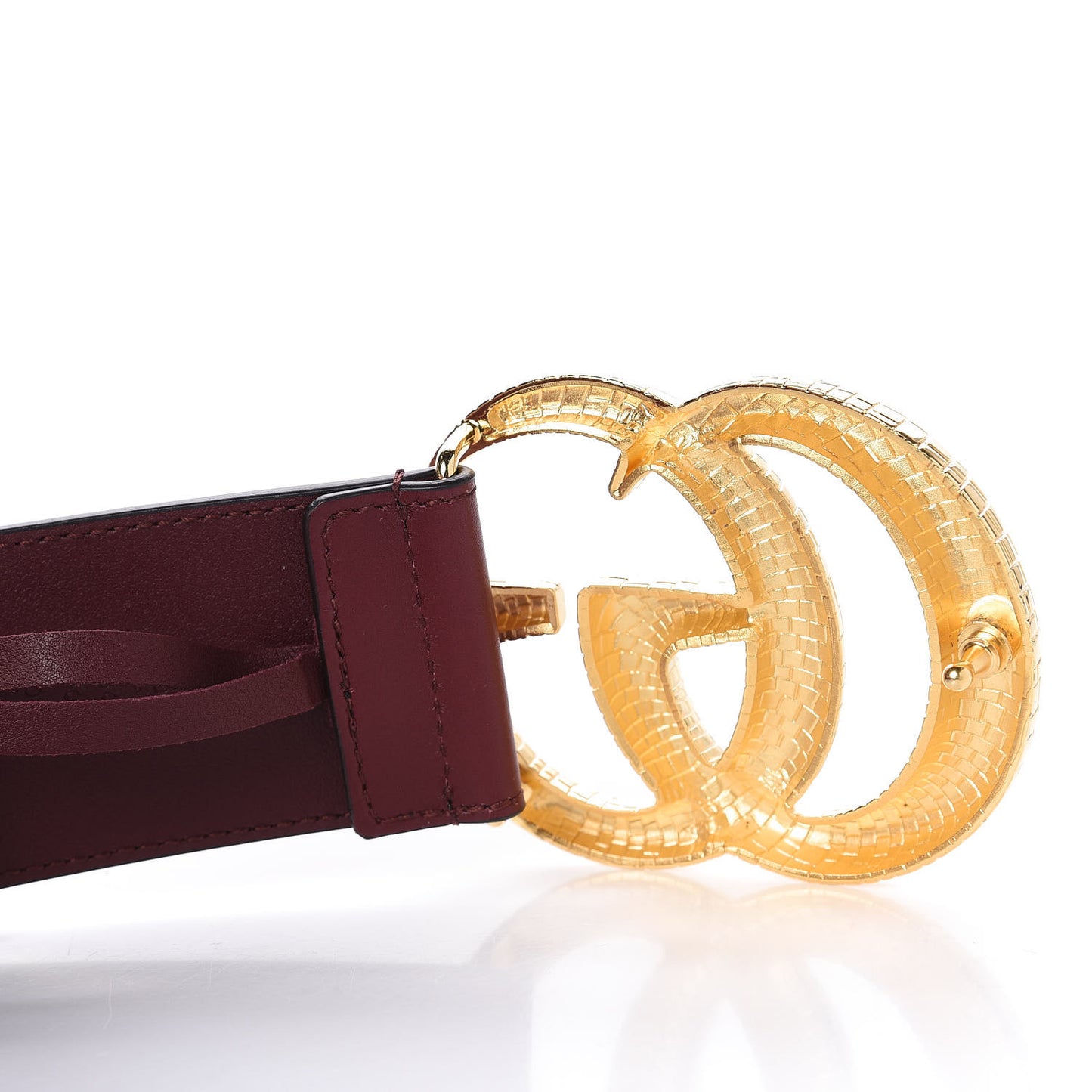 Calfskin Lizard Double G 50mm Belt 90 36 Vintage Bordeaux