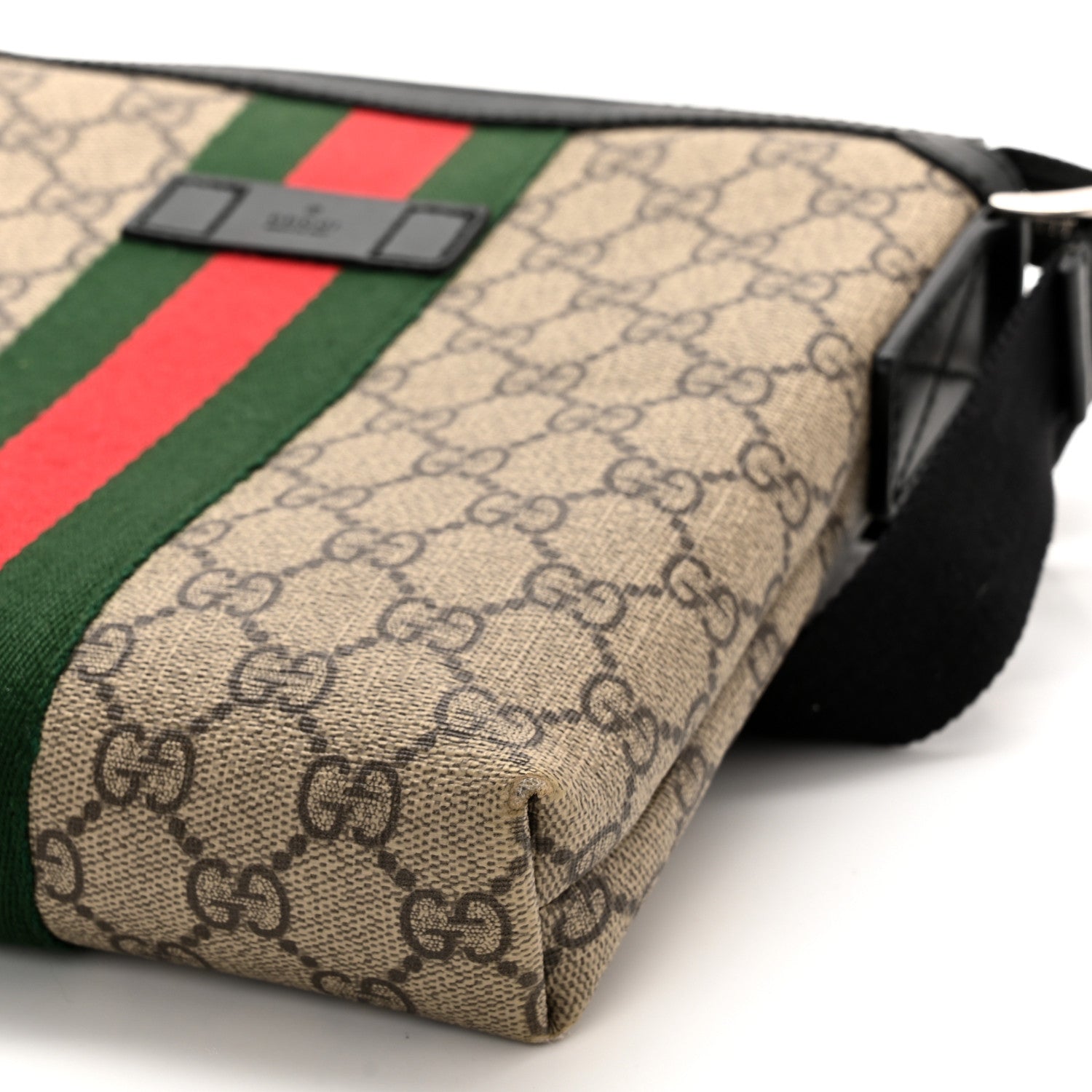 Gucci GG Supreme Monogram Web Messenger Bag Black 10 of 13
